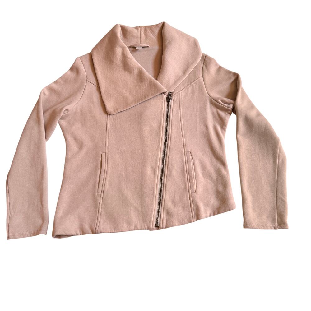 Garnet Hill Asymmetrical Moto Jacket Blazer Sz 16 Cream Lined Wide Collar Cotton